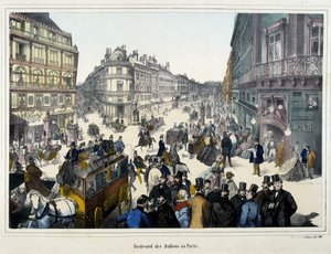 Boulevard des Italians - gravür üzerindeki kalabalık by Unknown artist