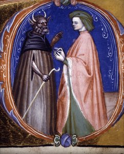 Demon ile karşılaşma. 14. yüzyıl el yazması. Biblioteca comunale di Rimini by Unknown artist