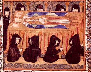 Minyatür bir kralın cenazesi “” Liber regalis”” 14. yüzyıl Pamplona, Navarre arşivinden by Unknown artist