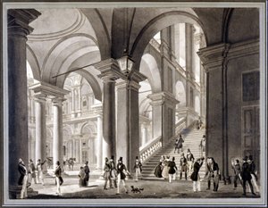 Brera'nın büyük merdiveni. Aquatint, Giovanni Migliara tarafından, yaklaşık 1820. by Unknown artist