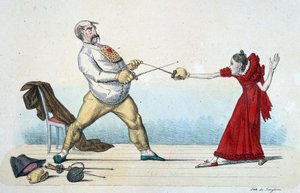 Eskrim dersi: gençlerin boyutları nasıl düzeltilir ve kazalar nasıl önlenir - 19. yüzyıl, Musee Carnavalet. by Unknown artist