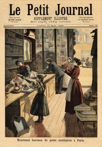 Paris'teki yeni yardımcı postaneler, bazı müzakereciler ticari faaliyetlerine paralel olarak bir posta servisi tezgahı açıyor. “” Le petit dergisinde” gravür 14/05/1894. Selva'nın koleksiyonu. by Unknown artist