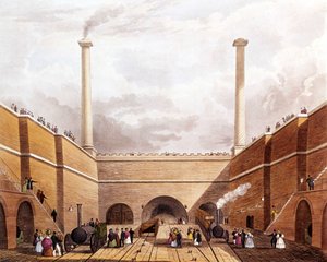 Manchester ve Liverpool arasındaki yeni demiryolu hattı. Resmen işe başlama. Liverpool ve Manchester Demiryolu by Unknown artist