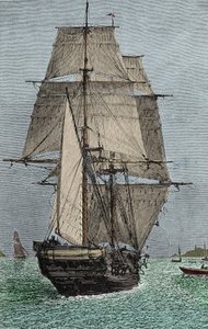 "Beagle" gemisi (Darwin'in doğa bilimci olarak katıldığı keşif gezisi) by Unknown artist