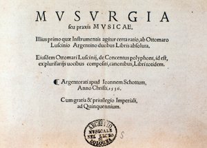 Musurgia pratik müzik kılavuzunun başlık sayfası (1536) by Unknown artist