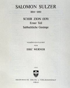 Salomon Sulzer tarafından yazılan Schir zion