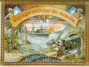 Tren, deniz feneri ve tekne, kapak oyunu “” Dünyayı dolaşın”, a.n.d. 19. by Unknown artist