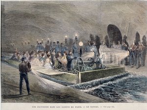 İkinci İmparatorluk Döneminde Paris'in Dönüşümleri, Haussmann Paris. Paris'in Egouts'unda bir gezi (Haussmann eserleri) - gravür, 19. yüzyıl sonu by Unknown artist
