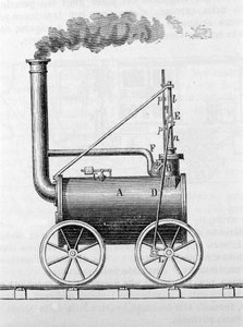 Trevithick lokomotifi. 19. yüzyıl gravürü. by Unknown artist