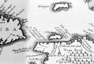 Pierre Vandier tarafından 17. yüzyıldan kalma bir haritadan Kaplumbağa Adası ve Santo Domingo. by Unknown artist