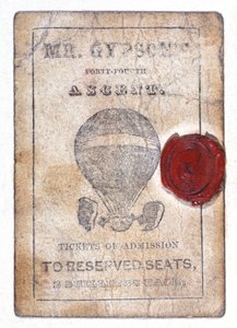 "Mr Gypsum"un Kırk Dördüncü Yükselişi"nde ayrılmış koltuklar için iki şilin bilet, 1 Ekim 1841 by Unknown artist