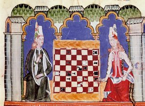 Satranç oynayan iki kadın. Alfonso X the Wise veya the Savant