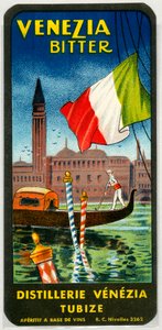 Venezia acı alkol reklamı (19. yüzyılın sonlarında Kromolitografi) by Unknown artist