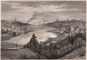 XIX yüzyılda Konstantinopolis, şimdi İstanbul ve Haliç manzarası by Unknown