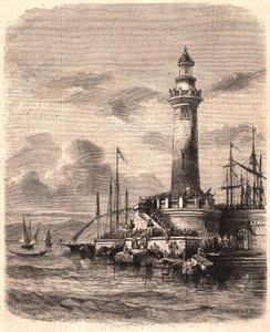 XIX yüzyılda Marsilya'daki Point of Joliette Deniz Feneri'nin görünümü by Unknown