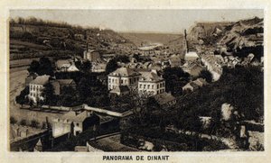 Dinant şehrinin görünümü, Wallonia, Belçika. 19. yüzyılın sonunun kromolitografisi. by Unknown artist