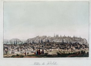 Fabolsk şehrinin görünümü, Sibirya. “” Eski ve modern kostüm” de by Unknown artist