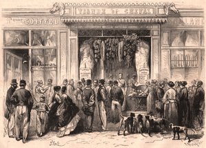 Paris, Fransa'da bir at eti kasabının önden görünümü by Unknown