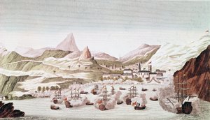 Saint Helena adasının görünümü (gravür by Unknown artist
