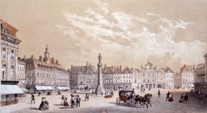 Lille şehrinin büyük meydanının görünümü. 19. yüzyıl Paris gravürü, B.N. by Unknown artist