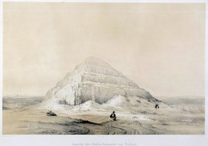 Saqqarah (Sakkarah) piramidinin görünümü. Mısır. 19. yüzyıl Paris