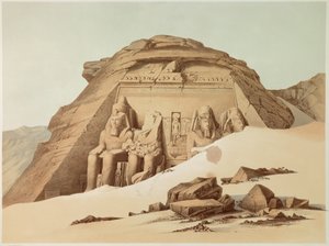 Ebu Simbel tapınağının görünümü. Mısır. 19. yüzyılın illüstrasyonu. Paris, Fransa Koleji by Unknown artist