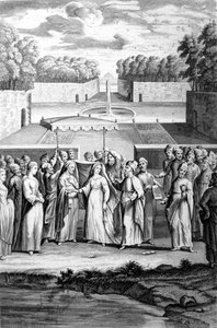 İbrani ayinine göre düğün. 19. yüzyıl gravürü. by Unknown artist