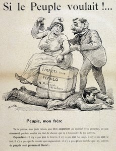 İşçi "populo için vergiler" tarafından ezildi - çizgi film, 19. yüzyıl sonu by Unknown artist