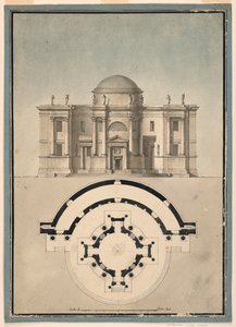 Tempietto ve Yarım Daire Aedicule ile Klasik Bir Tapınak için Tasarım