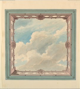 Çizim, Fretwork Balkon ve Açık Gökyüzü ile Tavan Tasarımı, muhtemelen Konservatuar / Müzik Odası veya Yemek Odası için, yaklaşık 1820 by Unknown artistUnknown artist