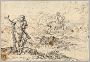 Çizim, Centaur Bakireyi Sopalı Yaratıktan Kurtarıyor, 16.-19. yüzyıl