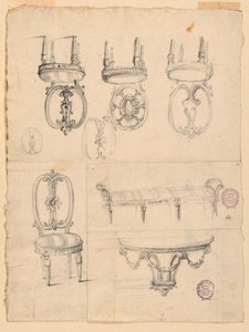 Çizim, Sandalyeler ve Mimari Eskizler, 1785-1795 by Unknown artistUnknown artist
