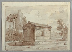 Çizim, Manzara İçinde Klasik Tapınak, yaklaşık 1805 by Unknown artistUnknown artist