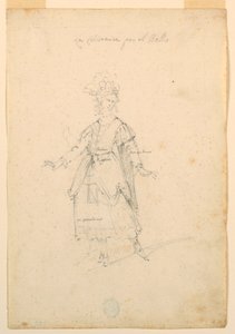 Çizim, Kostüm Tasarımı: Bir Bale İçin Şarkıcı Kadın, yaklaşık 1720 by Unknown artistUnknown artist