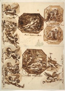 Çizim, Aşk Tanrısı ve Psyche: Dört Sekizgen ve Sekiz Aşk Tanrısı Çizimi, 1810-15 by Unknown artistUnknown artist