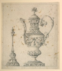 Çizim, Dekorlu ibrik ve el çanı, 1860-80 by Unknown artistUnknown artist