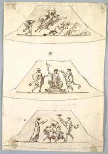 Çizim, Dekoratif Proje: Flora ve Zefiro ile Üç Yamuk, yaklaşık 1815