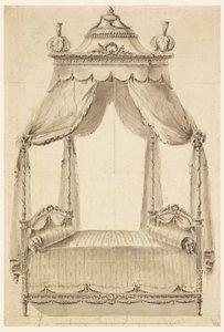 Çizim, Bir Yatak Tasarımı, yaklaşık 1785 by Unknown artistUnknown artist