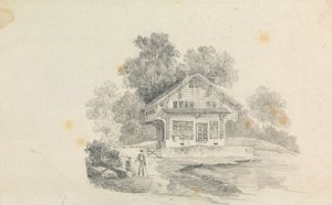 Önünde İki Figürlü Bir Dağ Evi by Unknown artist