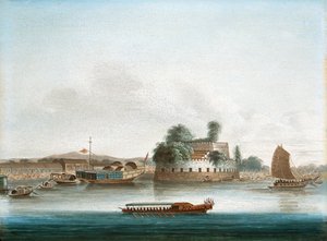 Kanton Nehri üzerinde bir kale by Unknown artist