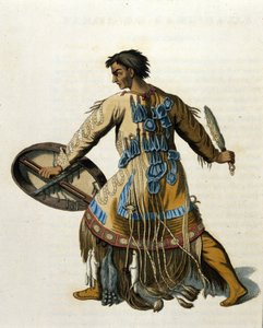 Bir Sibirya şamanı. 19. yüzyıl gravürü. by Unknown artist