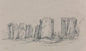 Ön Planda İki Figürlü Stonehenge Görünümü by Unknown artist