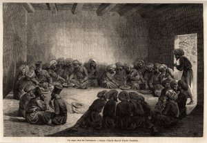 Türkmenlerde (Irak) bir yemek. Arminius Vambery (Macar bilim adamı derviş kılığında) tarafından 1863