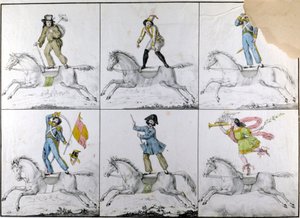 Akrobasi: At sırtında akrobatik egzersizler. Oymak by Unknown artist