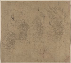 Taoist ve Budist Temaları Albümü: Taoist Tanrıların Alayı: Yaprak 11 by Unknown artist