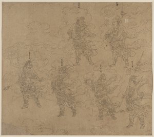 Taoist ve Budist Temaları Albümü: Taoist Tanrıların Alayı: Yaprak 14 by Unknown artist