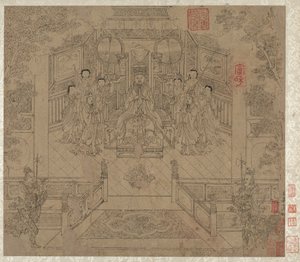 Taoist ve Budist Temaları Albümü: Taoist Tanrıların Alayı: Yaprak 1 by Unknown artist
