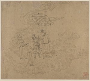 Taoist ve Budist Temaları Albümü: Taoist Tanrıların Alayı: Yaprak 9 by Unknown artist