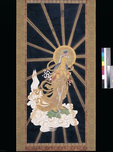 Amitabha (Amida) Gökten İnen Üçlü (konshi (mavi pirinç kağıdı) üzerindeki pigment) by Unknown artist