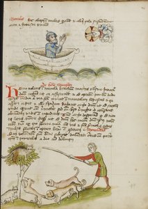 Kayıkta Dua Eden Yaşlı Bir Adam; Altında Tilki Olan Ağaçta Bir Kedi by Unknown artist